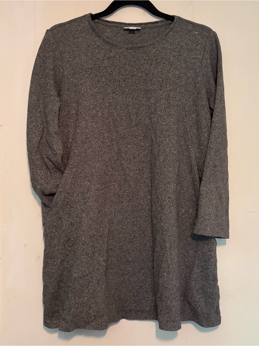 Pure Jill Women's Crewneck Long-Sleeve Knit Sweater Dress in Gray